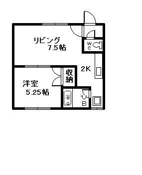 ハイツよつ葉(1DK/2階)の間取り写真