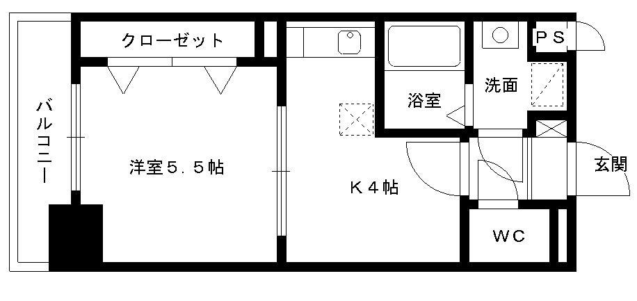 リファレンスベイサイド(1DK/5階)の間取り写真