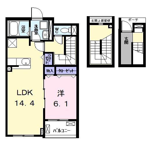 ラフィーネA棟(1LDK/3階)の間取り写真