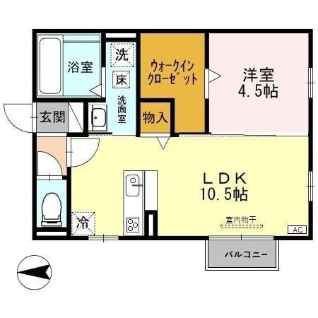 シダームB(1LDK/1階)の間取り写真