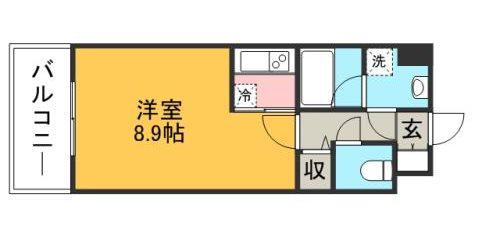 WAKO大手門(1K/9階)の間取り写真
