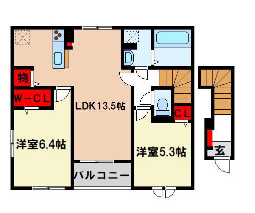 ファミリア・フェリーチェ(2LDK/2階)の間取り写真