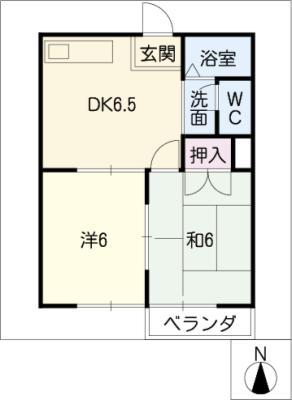 ロイヤル高橋(2DK/1階)の間取り写真
