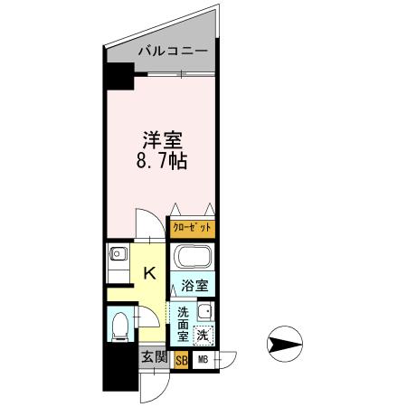カスタリア新梅田(1K/2階)の間取り写真