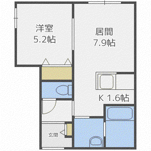 モコブラック(1LDK/2階)の間取り写真