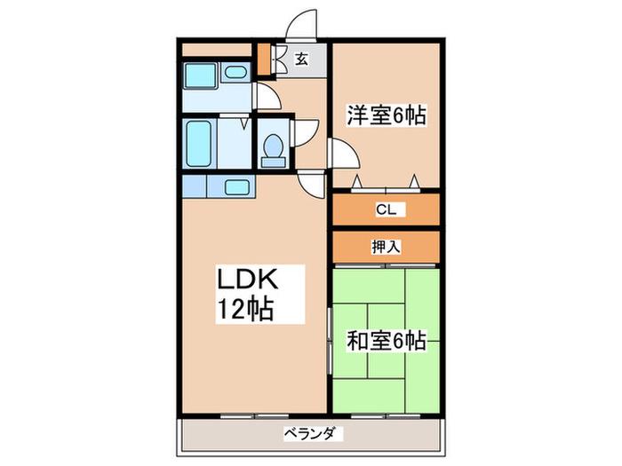 ベルビュ21(2LDK/2階)の間取り写真