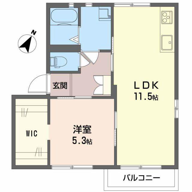 エールプラーナB(1LDK/2階)の間取り写真