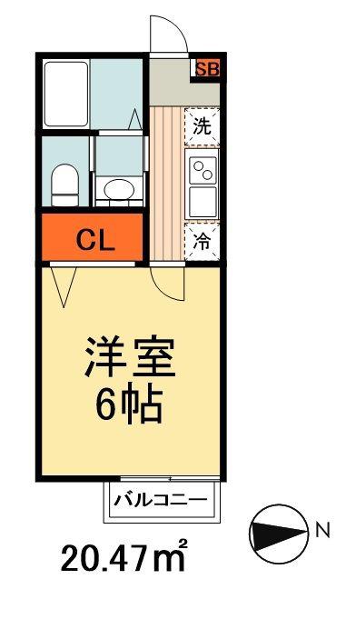 フェリオ大巌寺(1K/2階)の間取り写真