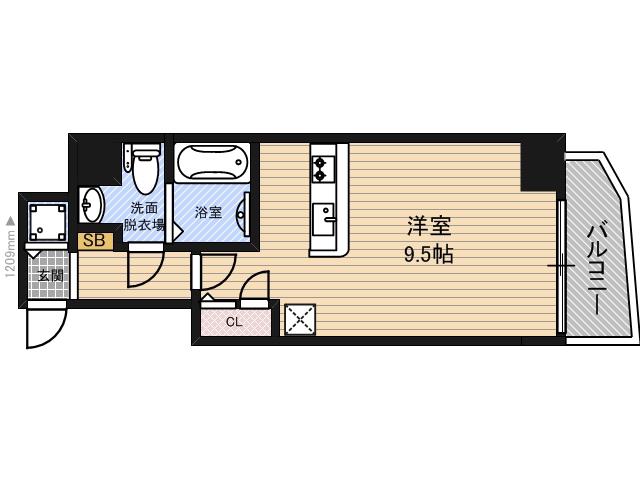 T´S SQUARE大阪城(ワンルーム/3階)の間取り写真
