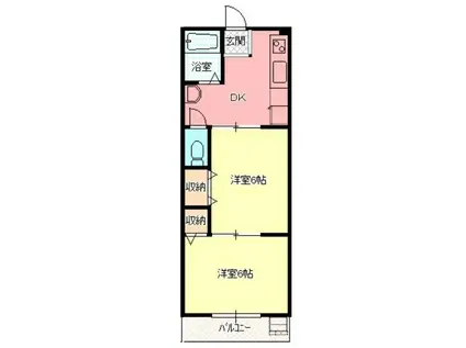 三貴ハウス(2DK/2階)の間取り写真