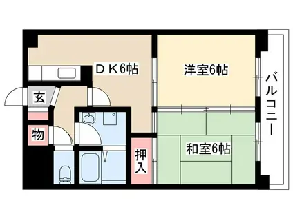 ハイツ山崎(2DK/3階)の間取り写真