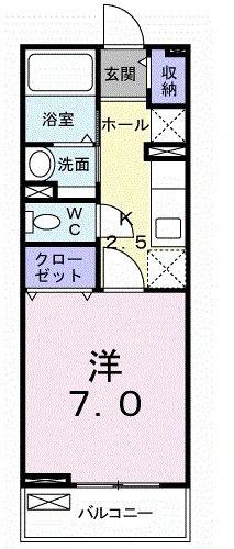 イーブンベルクA(1K/2階)の間取り写真