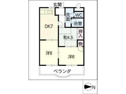 コスモハイム幸(3DK/4階)の間取り写真