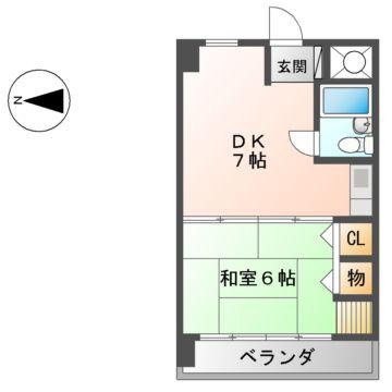 ラ・クール泉(1DK/4階)の間取り写真