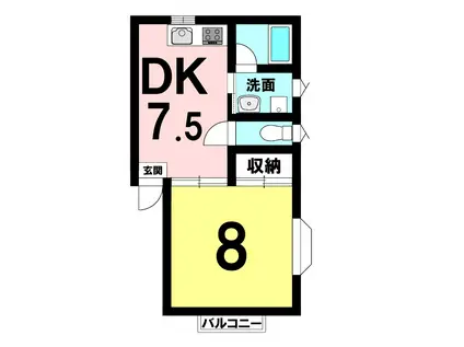 ラッフルズ(1DK/2階)の間取り写真