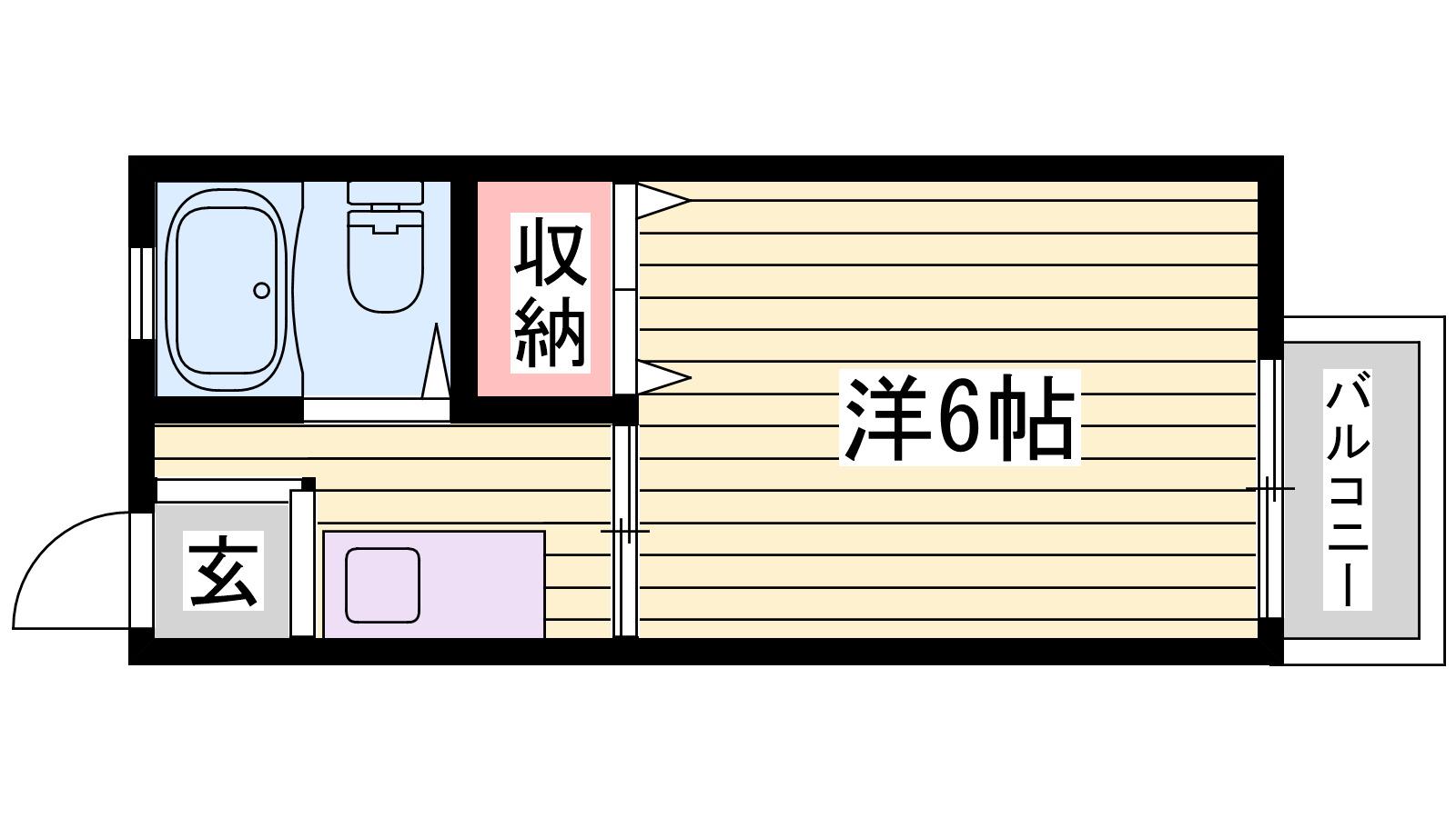 東辻井ハイツ(ワンルーム/1階)の間取り写真