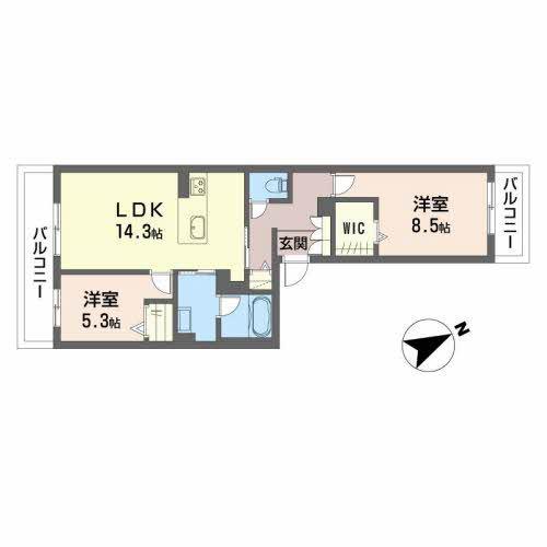GRAND GREIGE(2LDK/1階)の間取り写真