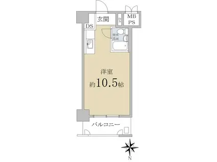 東建ニューハイツ九段(ワンルーム/4階)の間取り写真