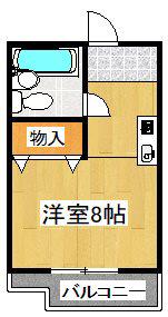 プルシャン山科(ワンルーム/4階)の間取り写真