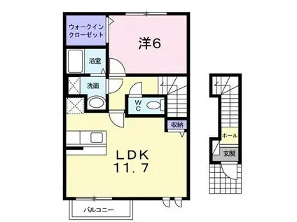 プリムローズIII(1LDK/2階)の間取り写真