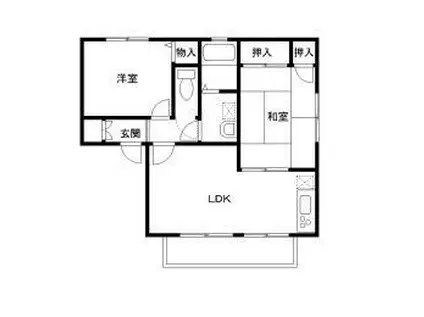 リーベンハイツ B棟(2LDK/1階)の間取り写真