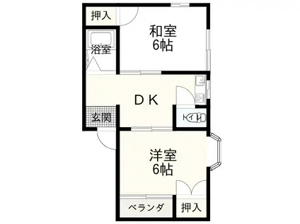 エムハイツ藤田(2DK/4階)の間取り写真