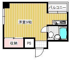 ビューハイツ清風台(ワンルーム/3階)の間取り写真
