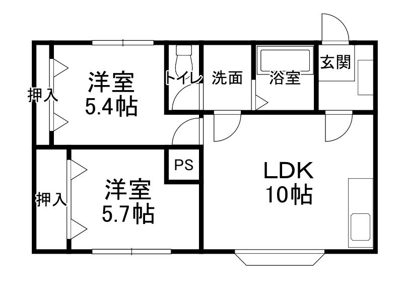 近藤ハイツ(2LDK/2階)の間取り写真