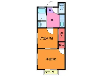 寿荘(2K/2階)の間取り写真