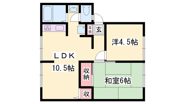 エクセル山崎(2LDK/2階)の間取り写真