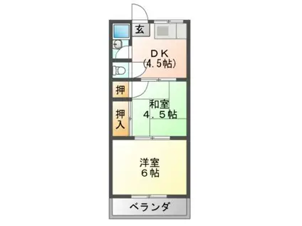 近鉄南大阪線 古市駅(大阪) 徒歩3分 3階建 築56年(2DK/3階)の間取り写真