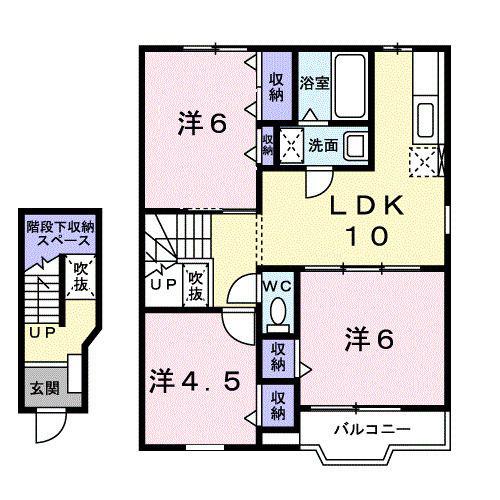 ファミールFUJIA(3LDK/2階)の間取り写真