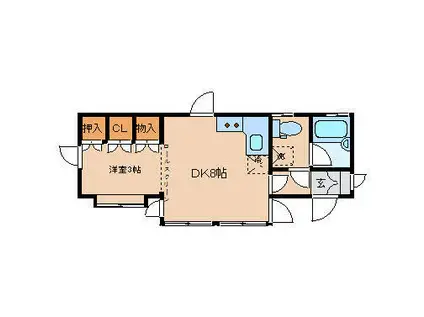 ハイツ・アミーゴ(ワンルーム/1階)の間取り写真