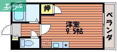 グリーンパレス京山C棟(ワンルーム/1階)の間取り写真