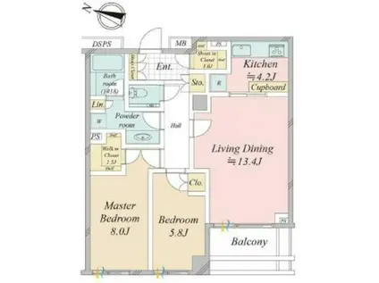 センチュリーフォレストC棟(2LDK/5階)の間取り写真