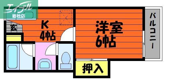 コーポ セレッソ II(1K/2階)の間取り写真
