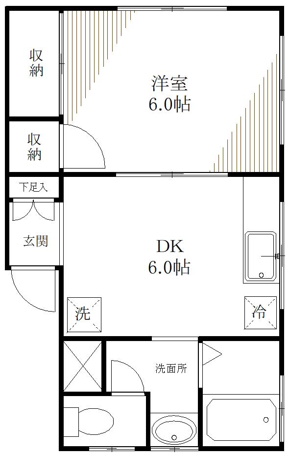 蓮田ビル(1DK/3階)の間取り写真