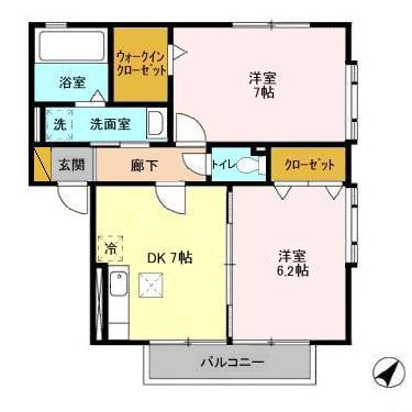 シャルマン ABCD(2DK/1階)の間取り写真