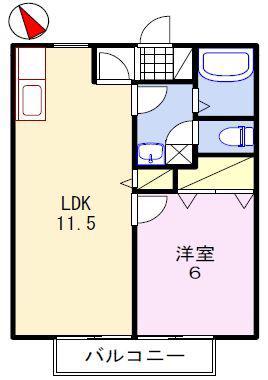 サンライフ森の西(1LDK/2階)の間取り写真