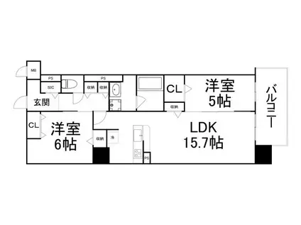 セファ上本町(2LDK/3階)の間取り写真