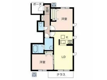 SUN COURT美原 Ⅰ(2LDK/1階)の間取り写真