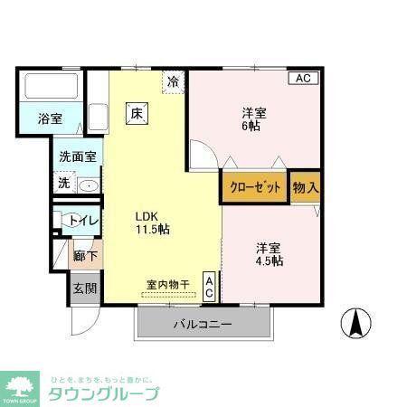 ルージュモア・ルージュコートコート(2LDK/1階)の間取り写真