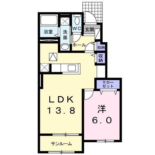 プラシード アルバ(1LDK/1階)の間取り写真