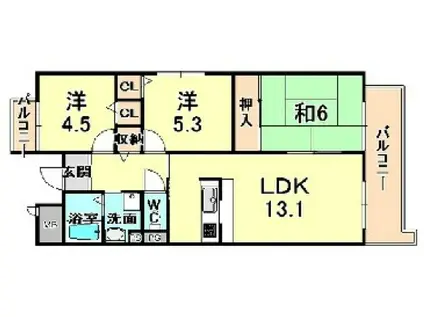 ピノ サンテ(3LDK/4階)の間取り写真