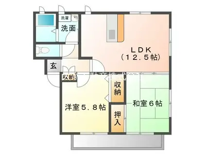 コートダジュール諫早(2LDK/2階)の間取り写真