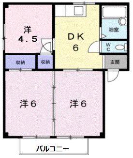 シティハイツ山田C(3DK/2階)の間取り写真