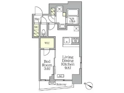 アジールコート三宿テラス(1LDK/4階)の間取り写真