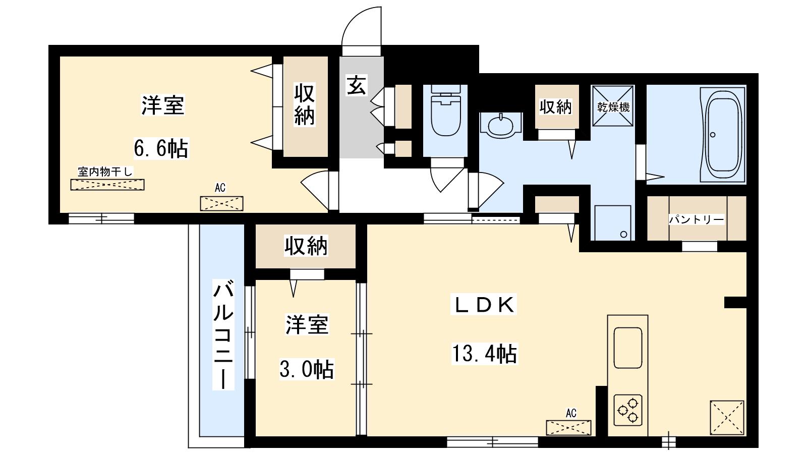 CLASHIST新森(2LDK/2階)の間取り写真