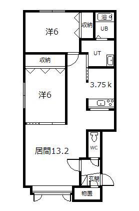 ふれんど(2LDK/2階)の間取り写真