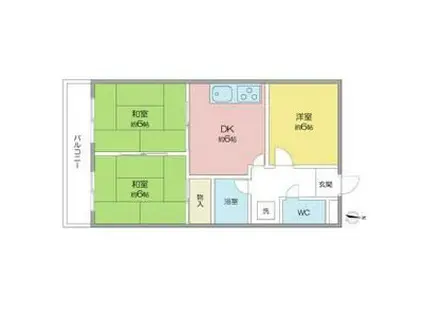 シティーハイム児玉(3DK/3階)の間取り写真